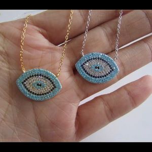 White/yellow gold Evil Eye turquoise Necklace